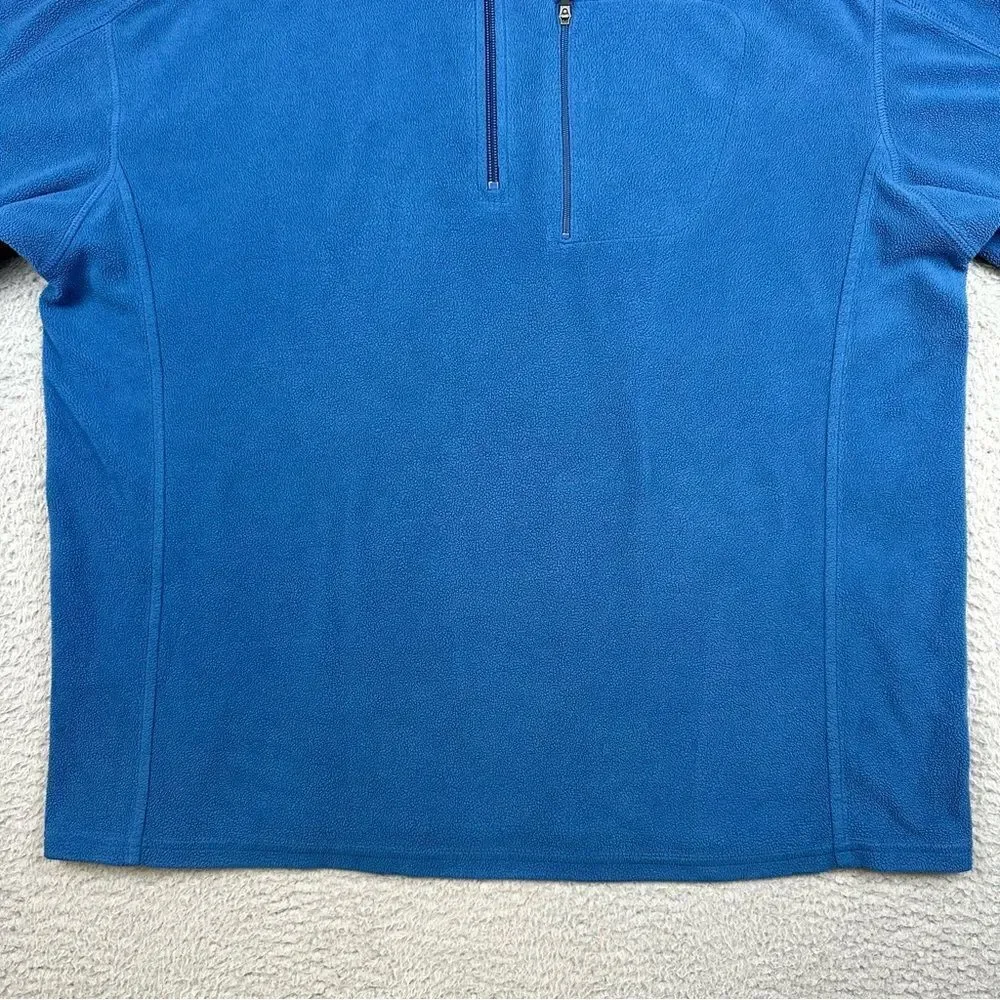LL Bean Fleece Sweatshirt Mens Large Blue 1/4‎ Zip Pocket Outdoor Hiking Camp